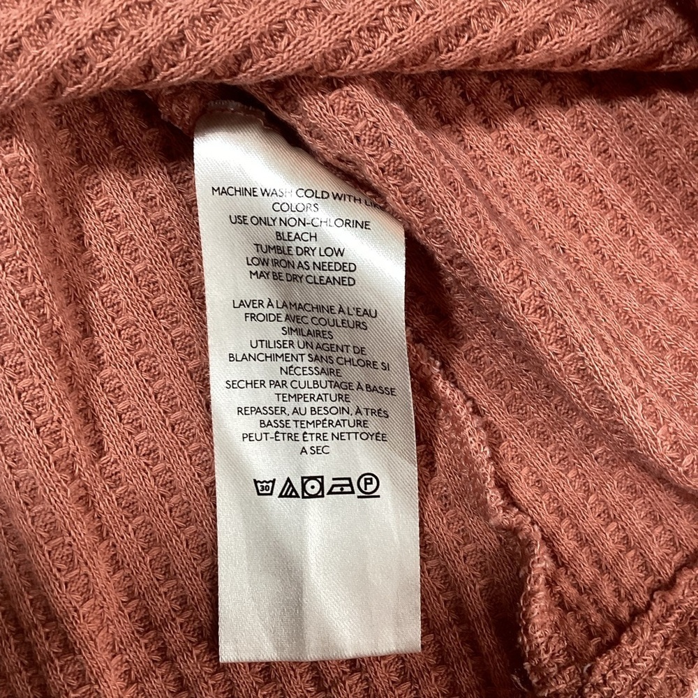 We The Free Oversized Waffle V-Neck Sweater in Dusty Terracotta - Picture 6 of 10